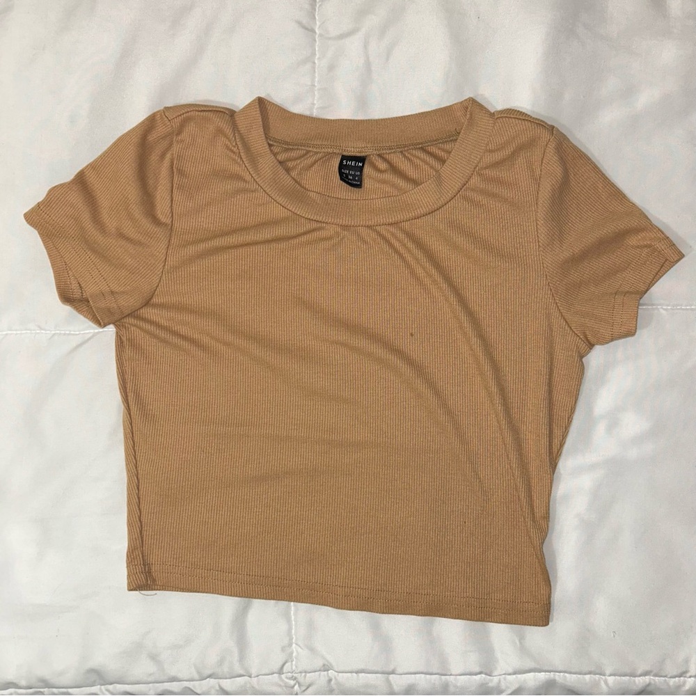 Camel/Tan Ribbed Crop Top